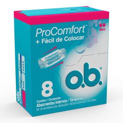 Absorvente Higiênico Interno OB Pro Confort Mini com 8 Unidades