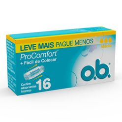 Absorvente Higiênico OB Pro Comfort Médio com 16 Unidades Leve Mais Pague Menos