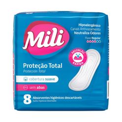 Absorvente Higiênico MILI Suave sem Abas com 8 Unidades