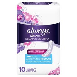 Absorvente para Incontinência ALWAYS Discreet Escapes de Urina Moderado com 10 Unidades