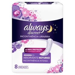 Absorvente para Incontinência ALWAYS Discreet Intensa Noturno com 8 Unidades