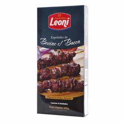 Espetinho de Carne Bovina LEONI com Bacon Congelado 500g