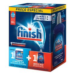 Lava-Louça FINISH Advanced Power Powder 450G + Brilho Secante 250ml