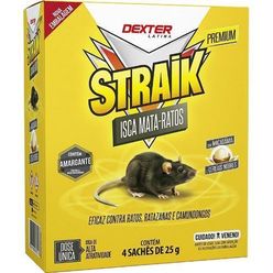 Isca Mata Ratos Straik Com 4 Sachês De 25g