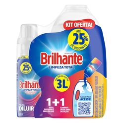 Lava Roupa Líquido BRILHANTE Limpeza Total para Diluir Refil 500ml + Garrafa Vazia para Diluir Kit Oferta