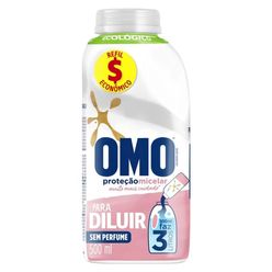 Lava Roupa Líquido OMO  Proteção Micelar Sem Perfume Para Diluir 500ml Refil Econômico