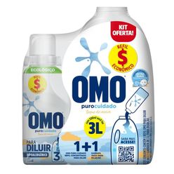 Lava Roupa Líquido Omo Puro Cuidado Para Diluir Refil 500ml + Garrafa Vazia Para Diluir