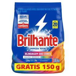 Lava Roupa Em Pó BRILHANTE Limpeza Total Blindagem da Cores 1.6kg Grátis 150g