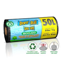Saco Para Lixo Dover Roll Super Forte Reciclado Com 20 Unidades 50l Rolo