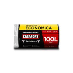 Saco para Lixo CASAFORT Preto com 25 Unidades 100L Embalagem Econômica
