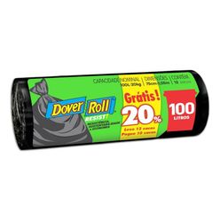 Saco de Lixo DOVER ROLL Reciclado 100L com 12 Sacos Grátis 20% Leve 12 Sacos Pague 10 Sacos