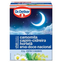 Chá DR OETKER Camomila, Capim Cidreira, Hortelã e Erva Doce Com 15 Saquinhos 22.5g