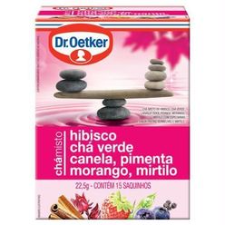 Chá DR OETKER Hibisco,Chá Verde,Canela,Pimenta,Morango e Mirtilo Com 15 Saquinhos 22.5g