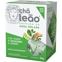 Chá LEÃO Verde + Gengibre + Limão Preparo em Água Gelada Com 10 Sachês 25g