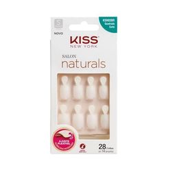 Unhas Kiss Salon Naturals Quadrada Curto Com 28 Unidades
