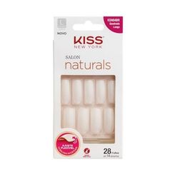 Unhas KISS Salon Naturals Quadrada com 28 Unidades Longo