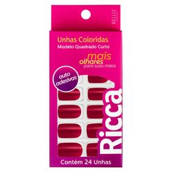 Unha RICCA Autoadesiva Vermelho Bordô 1845 com 24 Unidades
