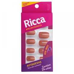 Unha RICCA Autoadesiva Nude 1851 com 24 Unidades