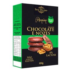 Biscoito SEU DIVINO Premium Nozes com Chocolate Sem Gluten, Sem Lactose, 120g