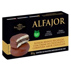 Alfajor SEU DIVINO Branco Recheado com Chocolate Vegano Sem Glúten, Sem Lactose, Sem Soja 80g