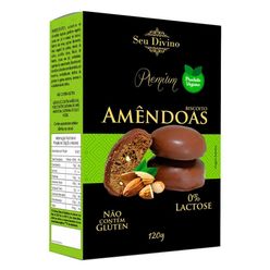 Biscoito SEU DIVINO Amêndoas com Chocolate Vegano Sem Glúten, Sem Lactose, Sem Soja, Sem Ovo 120g