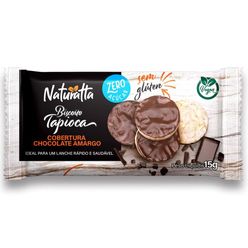 Biscoito NATURATTA Tapioca Cobertura Chocolate Amargo Vegan Sem Glúten, Zero Açúcar, Zero Sódio 15g