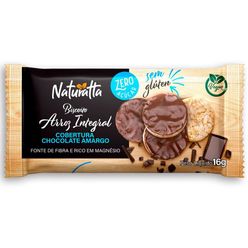 Biscoito de Arroz NATURATTA Integral Cobertura Chocolate Amargo Vegan Sem Glúten, Zero Açúcar, Zero Sódio 16g