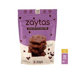 Lascas de Brownie ZAYA Zaytas Gotas de Chocolate 70% Zero Glúten,Zero Lactose e Zero Soja 80g