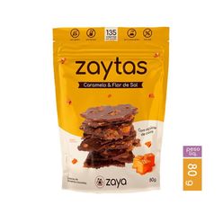 Lascas de Brownie ZAYA Zaytas Caramelo & Flor de Sal Zero Glúten,Zero Lactose e Zero Soja 80g