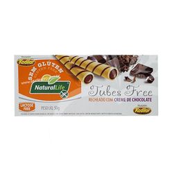 Tubes Free NATURAL LIFE Recheado com Creme de Chocolate Sem Glúten, Sem Lactose 50g