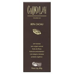 Chocolate CHOKOLAH Orgânico 80% Cacau Sem Glúten, Sem Lactose 80g