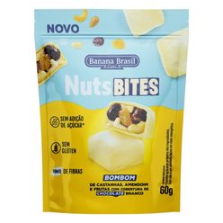 Bombom BANANA BRASIL Nuts Bites Chocolate Branco sem Adição de Áçúcar e sem Glúten 60g