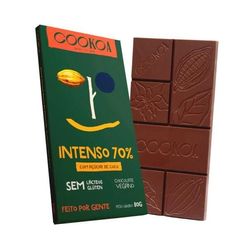 Chocolate COOKOA Intenso 70% com Áçúcar de Coco sem Lácteos e Glúten 80g