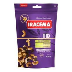 Mix IRACEMA Castanha de Caju,Amêndoa,Amendoim e Uva Passa Torrado e Salgado Não Contém Glúten 100g