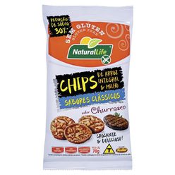 Chips de Arroz Integral e Milho NATURAL LIFE Churrasco Sem Glúten 70g