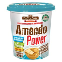 Pasta de Amendoim DA COLÔNIA Amendo Power Chocolate Branco ao Leite de Coco Zero Lactose, Sem Glúten 450g