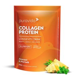 Collagen Protein PURA VIDA Longevity Drink Abacaxi e Hortelã 21g Proteína Zero Açúcar, Zero Soja, Zero Lácteos 450g