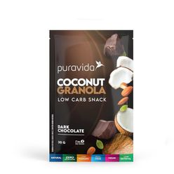 Granola PURAVIDA Coconut Granola Low Card Snack Dark Chocolate Zero Açúcar e Glutén 30g