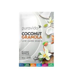 Granola PURAVIDA Coconut Granola Low Card Snack Classic Vanilla Zero Açúcar e Glúten 30g