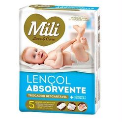 Lençol Absorvente Mili Infantil Love E Care Com 5 Unidades 85x64cm