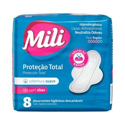 Absorvente Higiênico MILI Suave com Abas com 8 Unidades