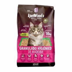 Granulado Higiênico De Madeira Ipetwoods Para Gatos 10kg