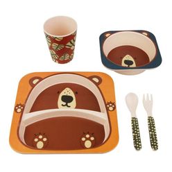 Kit Alimentação A\BABY Fibra Bambu Urso Com 5 Peças