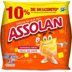 Lã de Aço ASSOLAN com 8 Unidades 45g + 10% de Desconto