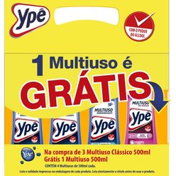 Limpador Multiuso YPÊ 3 Desengordurantes 500ml cada + Grátis Tira Manchas 500ml