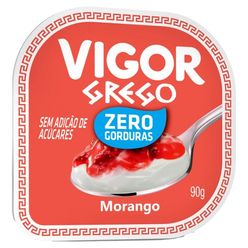 Iogurte VIGOR Grego Morango Zero Gorduras sem Adição de Açucares Pt 90g