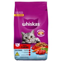 Ração WHISKAS para Gatos Castrados Carne Pacote 900g