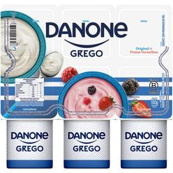 Iogurte DANONE Grego Baunilha e Frutas Vermelhas 510g Embalagem Familiar