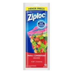 Saco Hermético ZIPLOC para Conservar Grande com 10 unidades