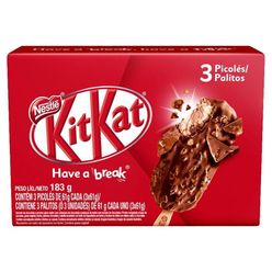 Picolé NESTLÉ Kit Kat com 3 Unidades 61g cada